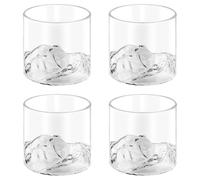 LEKEFETO Vasos de Whisky 200 ml - Set de 4 Irregulares Con Montañas y Picos, Elegante para Bourbon, Ron, Barbacoa
