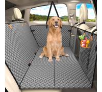 Lekeinchi Funda Coche Perro Asiento Trasero, Extensión del Asiento Trasero con 6pcs Fondo Duro, Hamaca Viaje Mascotas Impermeable Protector Coche Perros Asiento Trasero, Gris