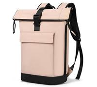 Lekeinchi Mochila Portátil Hombre Mujer 17" Impermeable - Rolltop Extensible, Compartimento Acolchado, Mochila Viaje/Trabajo/Escuela, 18-25L, Rosa