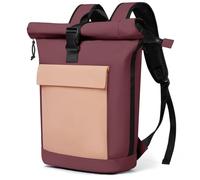 Lekeinchi Mochila Portátil Hombre Mujer 17" Impermeable - Rolltop Extensible, Compartimento Acolchado, Mochila Viaje/Trabajo/Escuela, 18-25L, Burdeos