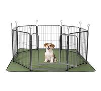 Lekesky Parque para Perros 60cm de Alto, 8 Piezas Plegable con Alfombrilla Impermeable, Corralito para Perros con Puerta, Dog Playpen de Metal, para Interiores y Exteriores (Negro y Plata)