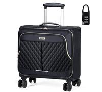 Lekespring Maletín con Ruedas para Portátil, Maleta de Negocios con Cerradura TSA, Compartimento para Portátil, Bolso de Viaje Impermeable, Sarga Negra