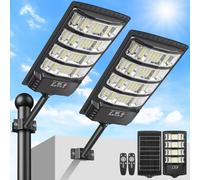 LEKIA Farolas Solares Exteriores, Potente Farola Solar con Sensor de Movimiento, Mando a Distancia, Gran Angular de 320°, 6500K Impermeable Foco Solar Luz de Seguridad para Jardín, Patio, 2 Paquetes