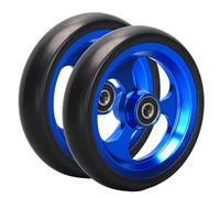 LekLai Reemplazo de Ruedas Delanteras de 4 Pulgadas para Silla de Ruedas Deportiva, Rueda de Goma Antideslizante para Sillas de Ruedas, Bujes de Aluminio, Rodamientos de 8 Mm, 2 Piezas/Blue/100Mm/4I