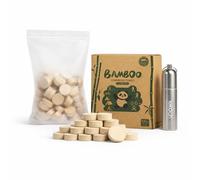 LEKOCH 100 Pastillas de Toalla comprimida desechable de bambú, Blancas, con Tubo de Viaje, toallitas faciales comprimidas Mini portátiles para Viajes, Camping, Belleza, Exteriores, marrón