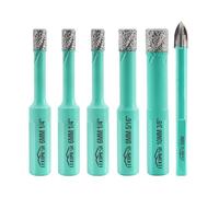 LEKOMESH Broca Diamante para Porcelanico - 5piezas 6/6/6/8/10MM Corona Diamante & 1pieza 6MM Broca de Carburo con Vástago Triangular para Porcelánico Cerámica Mármol Granito Piedra Cuarzo