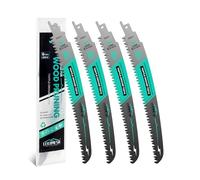 LEKOMESH Hojas de sierra alternantes de dientes japoneses de 230 mm, 4 unidades, hojas de sierra de poda de madera de borde curvo 6TPI para podar árboles, cortar madera, cuchillas de sable Cr-V.