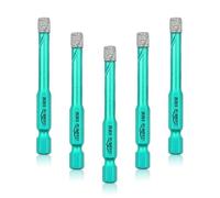 LEKOMESH Set de Brocas Diamante - 5piezas 6MM Sierra de Corona con Vástago Hexagonal para Porcelánico Cerámica Mármol Granito Piedra Cuarzo,Soldada al Vacío Taladro de Diamante