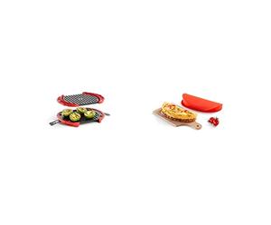 Lékué 0220600R14 Microwave Grill XL, Parrilla para microondas, Acero Inoxidable + Recipiente para cocinar tortillas francesas en microondas, color rojo