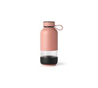 Lékué Botella Vidrio con funda de silicona, Coral, 600 ml