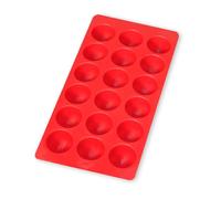 Lékué Cubitera de Caucho SBS con tapa, Rojo, 18 cavidades,cubitos redondos
