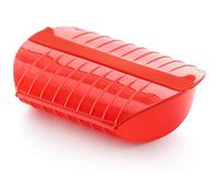Lékué Estuche De Vapor con bandeja, silicona platino Rojo, 3-4 personas (1400 ml)