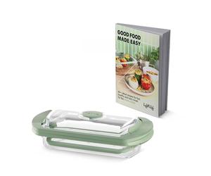 Lékué Estuche de vapor de vidrio transparente con libro de recetas en inglés, 2 personas, 750 ml