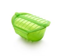 Lékué Estuche de Vapor Hondo con Bandeja 1,2 pers., silicona platino Verde, 0.5 l