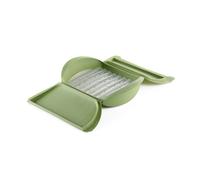 Lékué Estuche de vapor silicona platino Verde con bandeja, 3-4 personas, 1400 ml