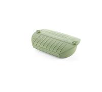 Lékué Estuche de vapor silicona platino Verde con bandeja, 3-4 personas, 1400 ml