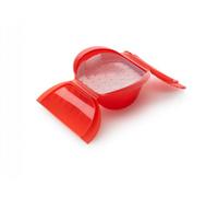 Lékué Estuche vapor hondo con bandeja 3-4 personas, silicona platino Rojo, 1000 ml