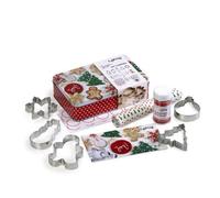 Lékué Galletas de Juego en estuche de regalo compuesto de 5 moldes Decoración de azúcar streuseln, recetas con decoración Ideas y consejos, 20 bolsillos de papel de regalo con pegatinas para zukleben y escribir