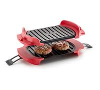 Lékué Parrilla para microondas 1,2 pers. Rojo y Negro 25 x 15 cm