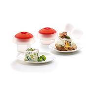 Lékué Kit 2 Ovos, moldes de silicona para cocer huevos en microondas, cilíndrico y cúbico,Translúcido, 11.4 x 11.4 x 8.9 cm