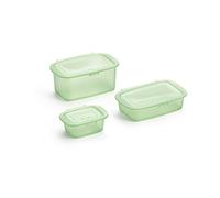 Lékué Kit 3 Recipientes de Silicona para conservar: 0,2L + 0,5L + 1L, Verde