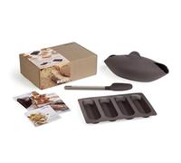 Lékué Kit para hacer pan – Baguettes, Panera y cuchara de silicona, Marrón 30x25x15 cm