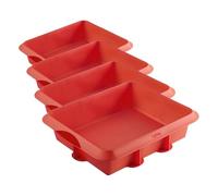Lékué Lasagna Rojo, Silicona, Estandar (Paquete de 4)