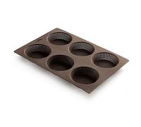 Lékué Molde de silicona pan redondo, 6 cavidades, Marrón