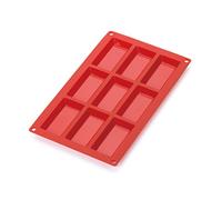 Lékué Molde repostería para mini bizcocho Financier,silicona platino Rojo, 9 cavidades