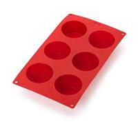 Lékué Molde Repostería muffins, silicona platino Rojo, 6 cavidades