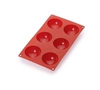 Lékué Molde repostería Semiesfera, silicona platino Rojo, 6 cavidades