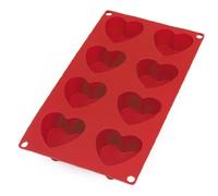 Lékué Molde silicona platino Gourmet Corazón, Rojo, 8 cavidades