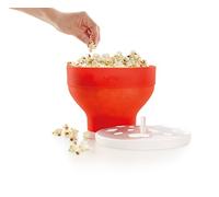 Lékué Recipiente/Bol colapsable para cocinar Palomitas caseras y saludables, Silicona Platino Rojo, 2800 ml