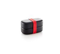 Lékué Recipiente doble Hermético para Conservar y Transportar Alimentos, Lunch Box to go, Negro, 500 ml