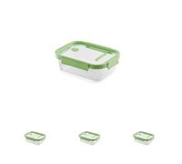 Lékué Recipiente hermético de vidrio para conservar alimentos nevera y/o congelador 1520 ml, rectangular (Paquete de 4)