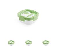 Lékué Recipiente hermético de vidrio para conservar/congelar alimentos, 320 ml, cuadrado (Paquete de 4)