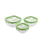 Lékué Set 3 recipientes herméticos de vidrio, 100% hermético, cuadrados