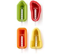 Lékué Set 4 Moldes para helados icónicos, Cohete, Espiral, Pie, Lápiz, silicona platino multicolor