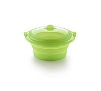 Lékué Vaporera cocina saludable, plegable/colapsable, silicona platino Verde, 24 cm