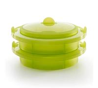 Lékué Vaporera Silicona Platino 2 Niveles, Verde, 22 cm