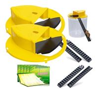 LeKuni 2 tapas de barril amarillas con tapa automática, con 6 trampas adhesivas, cubos de 5 galones compatibles para cocina de interior, jardín, reinicio automático (no contiene cubo)