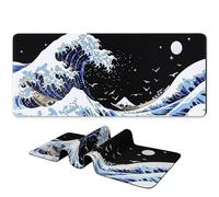 LEKUNI Alfombrilla De Ratón XXL Speed Gaming 900 X 400 mm - Alfombrilla para Ratón, Alfombrilla Escritorio Grande, Mouse Pad Mejora La Precisión Y La Velocidad -Ola Azul