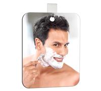 LeKuni Fogless Espejo de ducha de 25 x 20 cm, espejo de ducha con 1 gancho adhesivo, espejo de afeitar para ducha, camping, espejo para niños, espejo colgante para baño, espejo pequeño sin marco