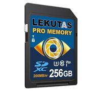 LEKUTAS Tarjeta de memoria SDXC UHS-I de 256 GB, hasta 200 MB/s, C10, U3, V30, 4K UHD, Full-HD y tarjeta SD de video 4K para cámaras réflex digitales Canon, Nikon, Sony, Pentax, Kodak, Olympus,