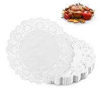 LELE LIFE 150 tapetes de papel redondos de 30 cm, tapetes de encaje de papel para manualidades, postres, pasteles, manteles individuales blancos para fiestas