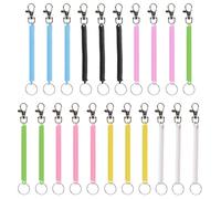 LELE Life 21 Pack retráctil Spring Coil Keychain, Stretchy Spiral Lanyard Safety Key Chain, Anti-Lost Stretch Cord with Keyring Lobster Clap for Key Cellphone Wallet, multicolor, M
