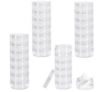 LELE LIFE 28 recipientes apilables de viaje para cremas, recipientes de muestra a prueba de fugas de 0.3 onzas, tarros pequeños con tapas y etiquetas para loción, bálsamo labial, maquillaje para el