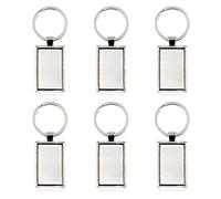 LELE LIFE 6 etiquetas de metal sólido con llavero dividido y etiquetas plateadas, etiquetas de llavero, etiquetas de etiquetado en blanco, etiquetas de perro, etiquetas de equipaje, Rectangulares