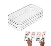 LELE LIFE Caja de embalaje de uñas a presión de cuatro pliegues, estuche organizador transparente plegable con 6 lados de almacenamiento, soporte para exhibición de uñas postizas con cinta de 2 lados