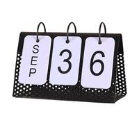 LELE LIFE Calendario perpetuo de metal para escritorio, calendario vintage reutilizable de pie diario para decoración rústica de mesa de escritorio de oficina, pantalla grande, color negro